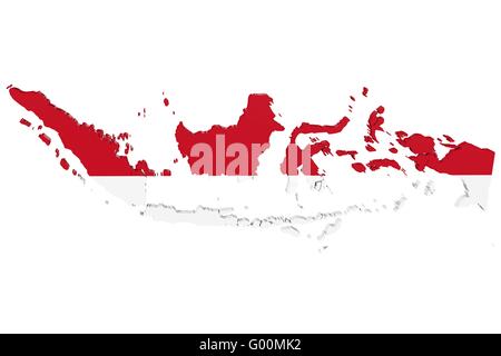 Indonesische Flagge Karte Stockfoto