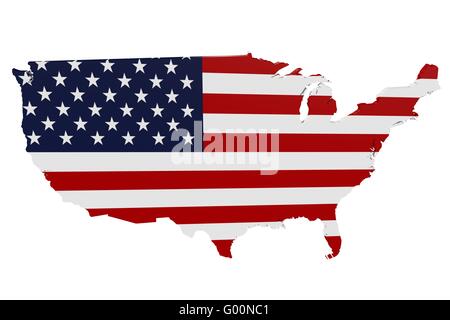 Amerikanische Flagge Karte Stockfoto