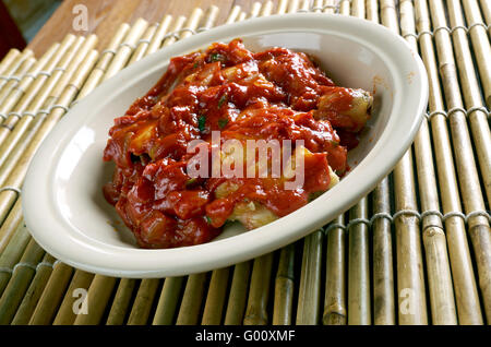 Nigerianische Hühnereintopf - Tomate-Based Eintopf Stockfoto