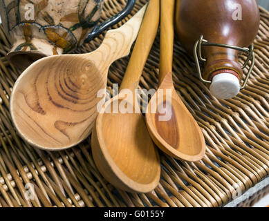 Holzlöffel, Stillleben Stockfoto