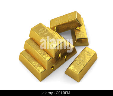 Gestapelte Goldbarren, Top. Stockfoto