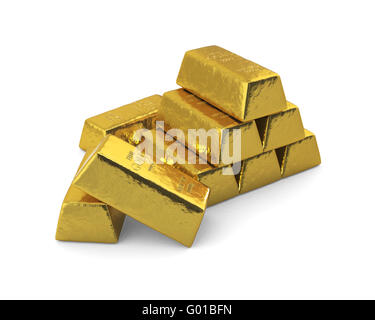 Gestapelte Goldbarren zurück Stockfoto