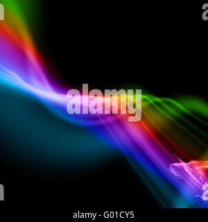 abstrakte bunte Wellen auf schwarzem Hintergrund in p Stockfoto