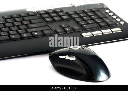 Tastatur und Computer-Maus isoliert auf weißem Hintergrund Stockfoto