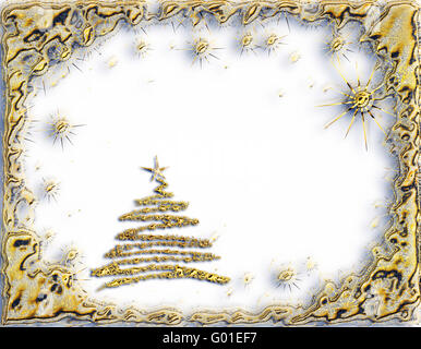 goldenen Sternen Weihnachtsbäume mit Sternen auf weißem Hintergrund Stockfoto