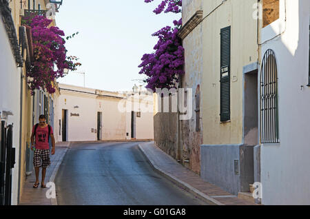 Menorca, Balearen, Spanien, Europa: Paläste und Gebäude in die Straßen und Gassen der Altstadt von Ciutadella Stockfoto