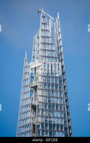 Die Spitze der Shard in London, Großbritannien. Copyspace Stockfoto