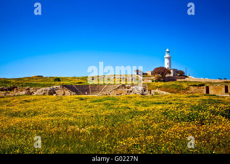 Der alte Leuchtturm in Paphos Stockfoto