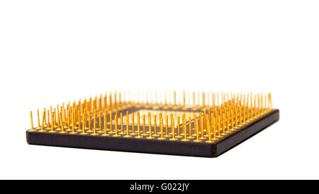Computer CPU isoliert auf weißem Hintergrund Sockel 775 Stockfoto