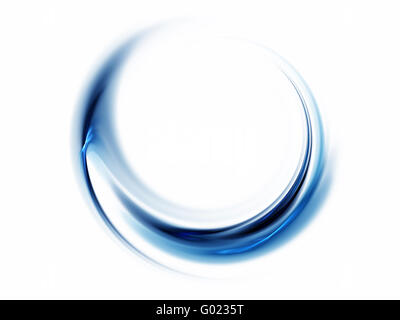 Blaue abstrakte, wellenförmige Linien auf weißem Hintergrund Stockfoto
