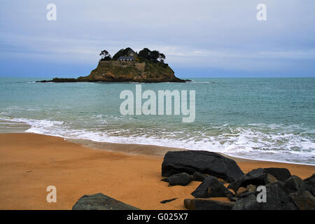 Blick auf die Guesclin Insel, Bretagne, Frankreich Stockfoto