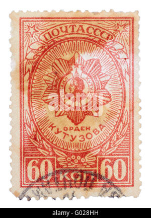 UdSSR - ca. 1945: Eine Briefmarke gedruckt in der USSR zeigt Auftrag von Kutuzov, ca. 1945 Stockfoto