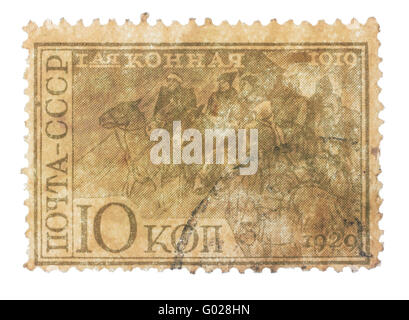 Russland - ca. 1930er Jahre: Briefmarke gedruckt in Russland, zeigt Reiter der 1. Kavallerie-Armee, widmet sich die Feier eines Jahrzehnts, Stockfoto