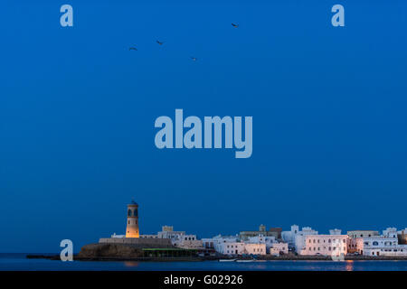 Blick von der Küstenstadt Sur, Oman. Stockfoto