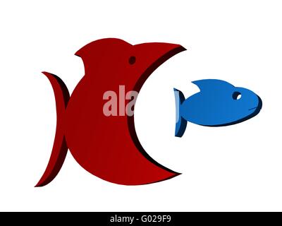 große Fische - kleine Fische Stockfoto