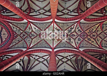 bemalte Gewölbe der Basilika St. Wendel, Deutschland Stockfoto