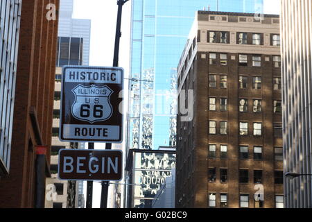 Beginn der Route 66 in Chicago Stockfoto