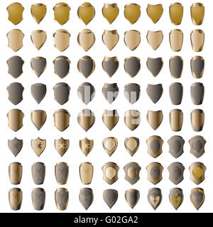 Schilde Sammlung isoliert auf weiss Stockfoto