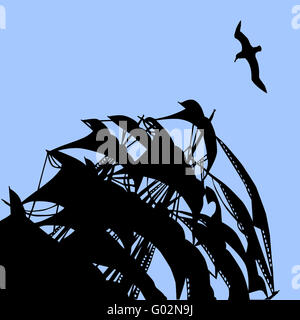 Vektor-Illustration des Segels auf Hintergrund blauer Himmel Stockfoto