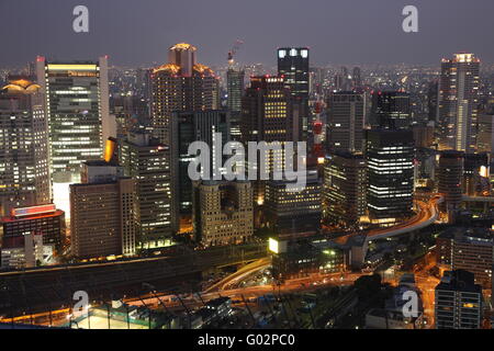 Osaka Stadt in Japan in der Nacht Stockfoto