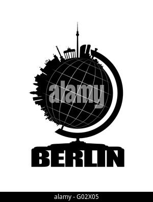 Berlin City auf einem Globus Stockfoto