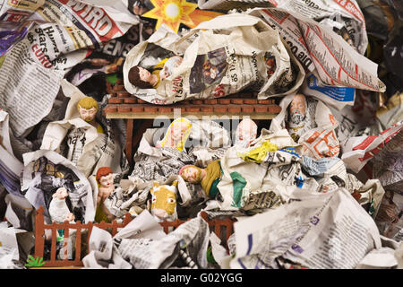 gepackte Krippen Figuren Stockfoto