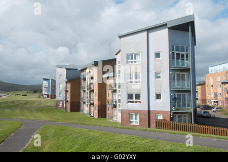 Ferienwohnungen am alten dock in Llanellis Millennium Quay.Llanelli Strand waterfront,Carmarthenshire,Wales,U.K. Stockfoto