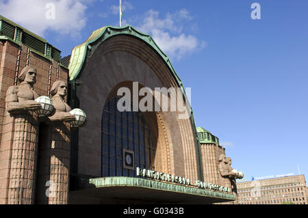 Eingang zum Hauptbahnhof Helsinki Stockfoto