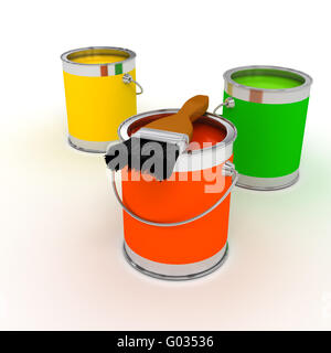 offene Treppe mit Farbe auf weißem Hintergrund Stockfoto