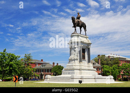 Bürgerkrieg memorial Robert E Lee Statue auf Monument Avenue, Richmond, Virginia. Stockfoto