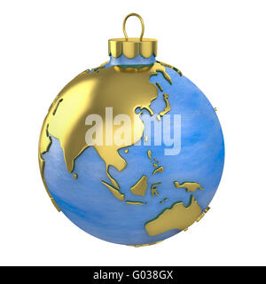 Weihnachtskugel als Globus oder Planet, Asien Teil geformt Stockfoto