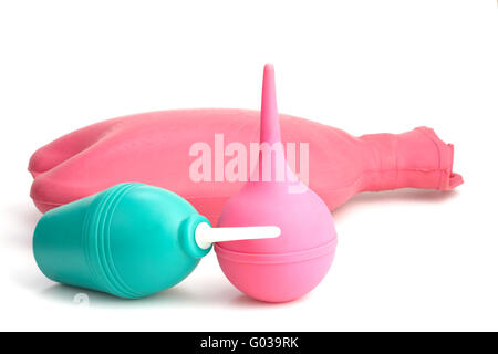 Medizinische Wärmflasche und Kolon Birne für Verfahren Stockfoto