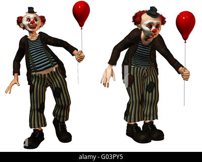 ein lustiger Clown in die Show mit einem Ballon Stockfoto