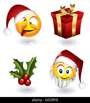 Weihnachten-Emoticons und Elemente Stockfoto