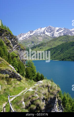 Bergpfad im Engadin Stockfoto