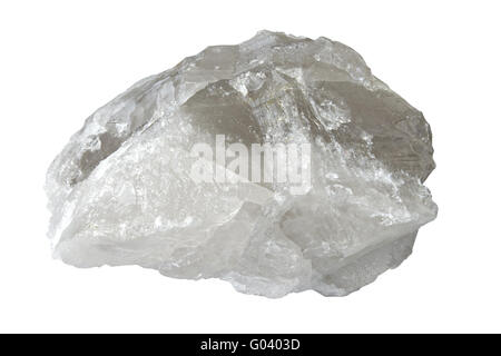 Großen Druse von weißem Quarz isoliert auf weiß Stockfoto