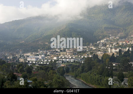 Blick auf die Stadt von Thimphu, Bhutan Stockfoto