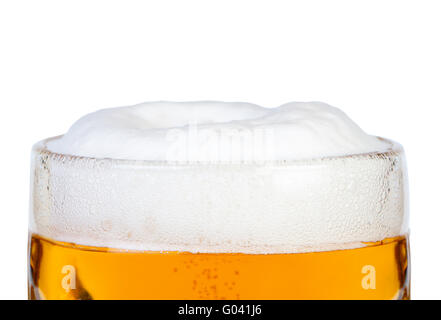 Oberteil der Becher Bier und Schaum Nahaufnahme. Stockfoto