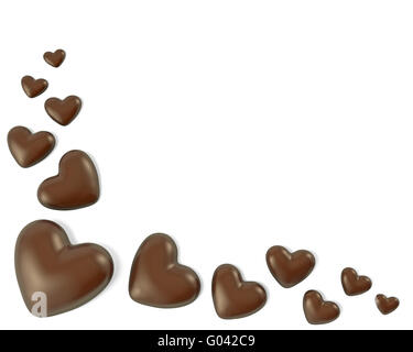 Ecke, herzförmige Pralinen aus Stockfoto