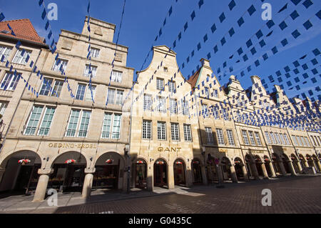 Gebäude an der Prinzipalmarket in Münster, Keim Stockfoto