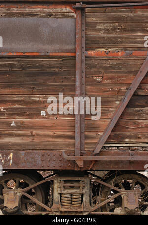 Alte braune Holzwagen Bahnseite als Hintergrund Stockfoto