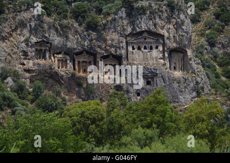 Lykische Gräbern in der Nähe von Dalyan, Türkei Stockfoto