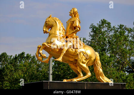 Goldener Reiter, Kurfürst August der starke II, Neustadter Markt, Dresden, Sachsen, Deutschland / Frederick Augustus I, Neustädter Markt, Goldener Reiter Stockfoto