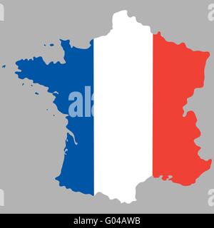 Karte von Frankreich mit einer offiziellen Nationalflagge Stock Vektor