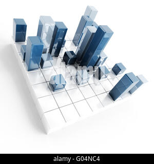 Abstrakte Silber und blau metallic Würfel auf einem weißen Stockfoto