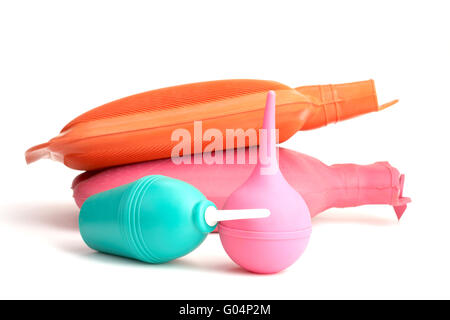 Medizinische Wärmflasche und Kolon Birne für Verfahren Stockfoto