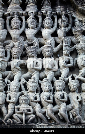 Flachrelief, Angkor Wat (12. Jahrhundert Khmer-Tempel), UNESCO-Welterbe Angkor, Siem Reap, Kambodscha Stockfoto