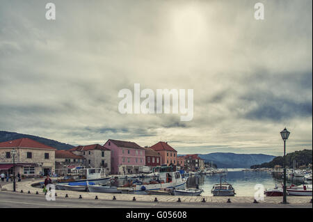 Der Hafen von Stari Grad auf der Insel Hvar Stockfoto