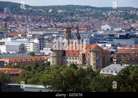 Blick auf die Stadt Stuttgart - altes Schloss Stockfoto