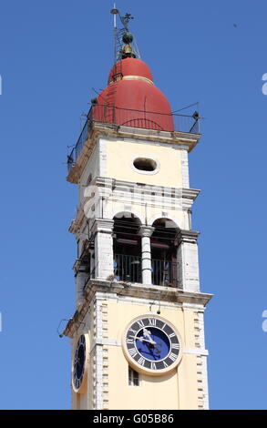 Bell Turm des Heiligen Spiridon Kirche in Korfu Stockfoto